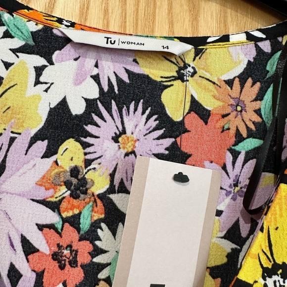 - Bright floral colourful multicoloured summer dress new tu size 14 pattern - Picture 5 of 6